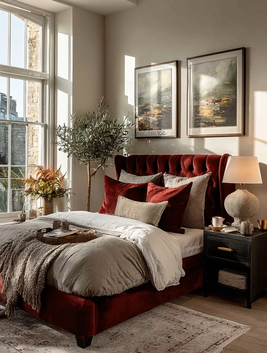 Your bedroom should never feel like an afterthought.

If there’s one place where you can go bold…
it’s your bed.

This rich burgundy velvet bed instantly becomes the anchor of the entire room.
It brings depth, warmth, and that quiet luxury that you feel the moment you walk in.

Everything else becomes easier after that.

Keep the bedding soft and neutral to balance the richness.
Add a simple side table and a textured lamp—nothing too loud.

And then bring in life.

A small olive tree in the corner is all it takes.
That touch of greenery softens the boldness and creates that perfect balance between luxury and calm.

This is what a bedroom should feel like—
grounded, elevated, and intentional.

We’ve curated burgundy velvet beds,  table lamps, and plant options to help you recreate this look effortlessly.

If your bedroom feels flat, start with the bed—shop the full look in our edit.

#BedroomInspo #ModernLuxury #IntentionalDecor 

 #LTKHome