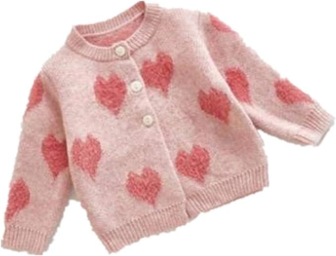 Toddler Baby Girls Winter Coat Pompom Button Knit Sweater Cardigan Kids Long Sleeve Warm Jacket O... | Amazon (US)