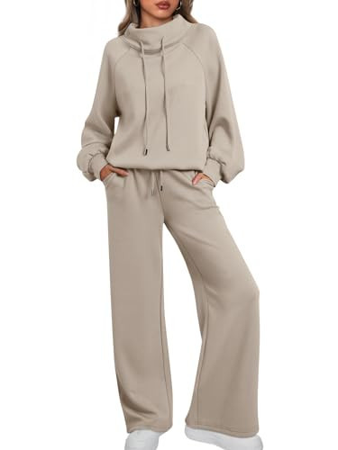 AUTOMET Womens 2 Piece Lounge Sets Matching Sweatsuits CoffeeGrey M | Amazon (US)