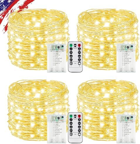JMEXSUSS 2 Pack White Fairy Lights Battery Operated, Total 200 LED 66ft Twinkle Lights with Remot... | Amazon (US)