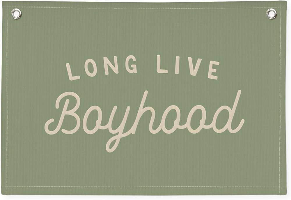 XYDEG Sage Green Decor Boy Room Decor,Long Live Boyhood Canvas Banner Nursery Playroom Wall Decor... | Amazon (US)