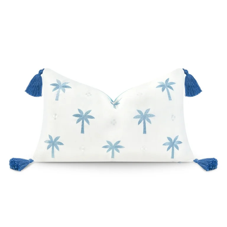 Hofdeco Premium Coastal Hampton Style Patio Indoor Outdoor Lumbar Pillow Cover Only, 12"x20" Wate... | Walmart (US)