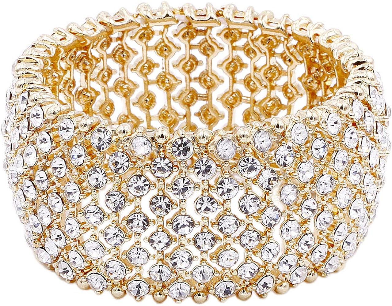 Lavencious Tennis Rhinestone Stretch Bridal Bracelets Evening Party Jewelry For Women Girl, Women... | Amazon (US)