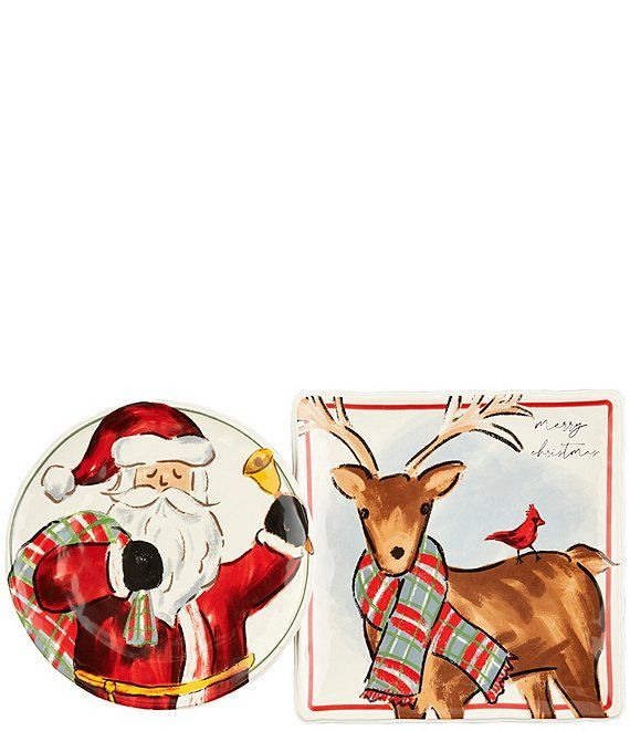 Santa & Deer Nest Platters | Dillards