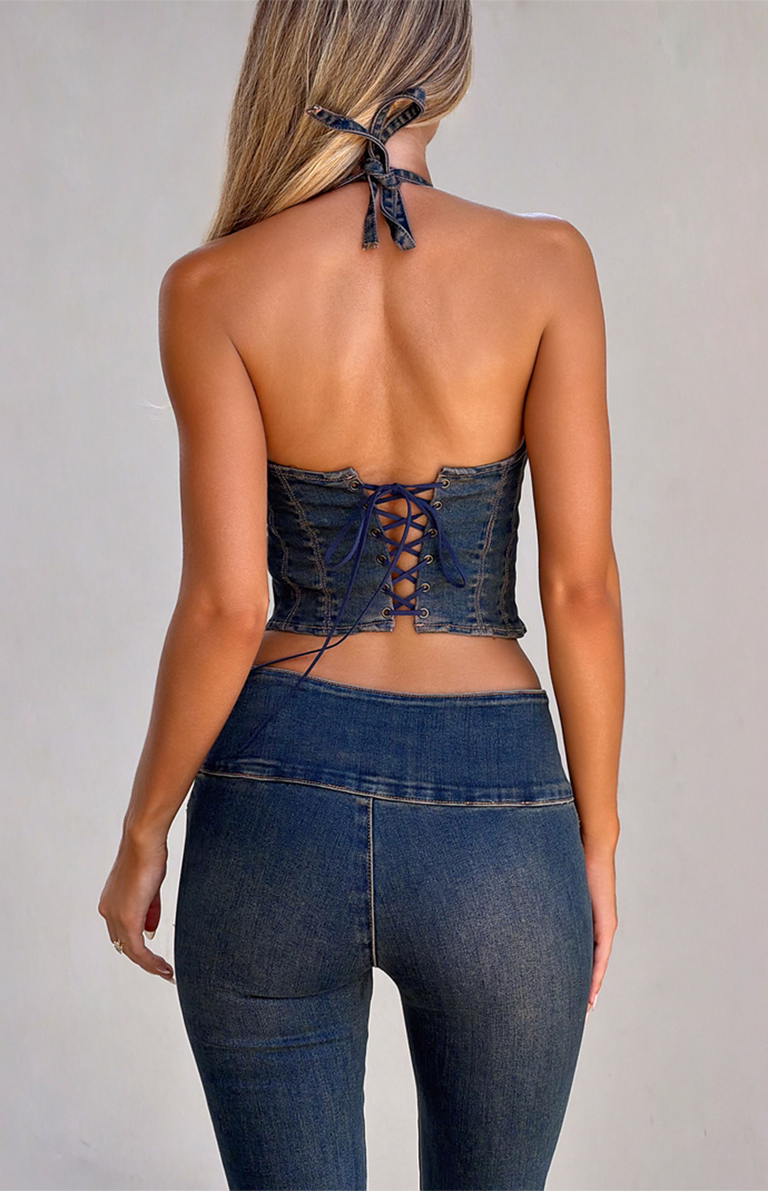 Tiger Mist Riona Denim Halter Top | PacSun