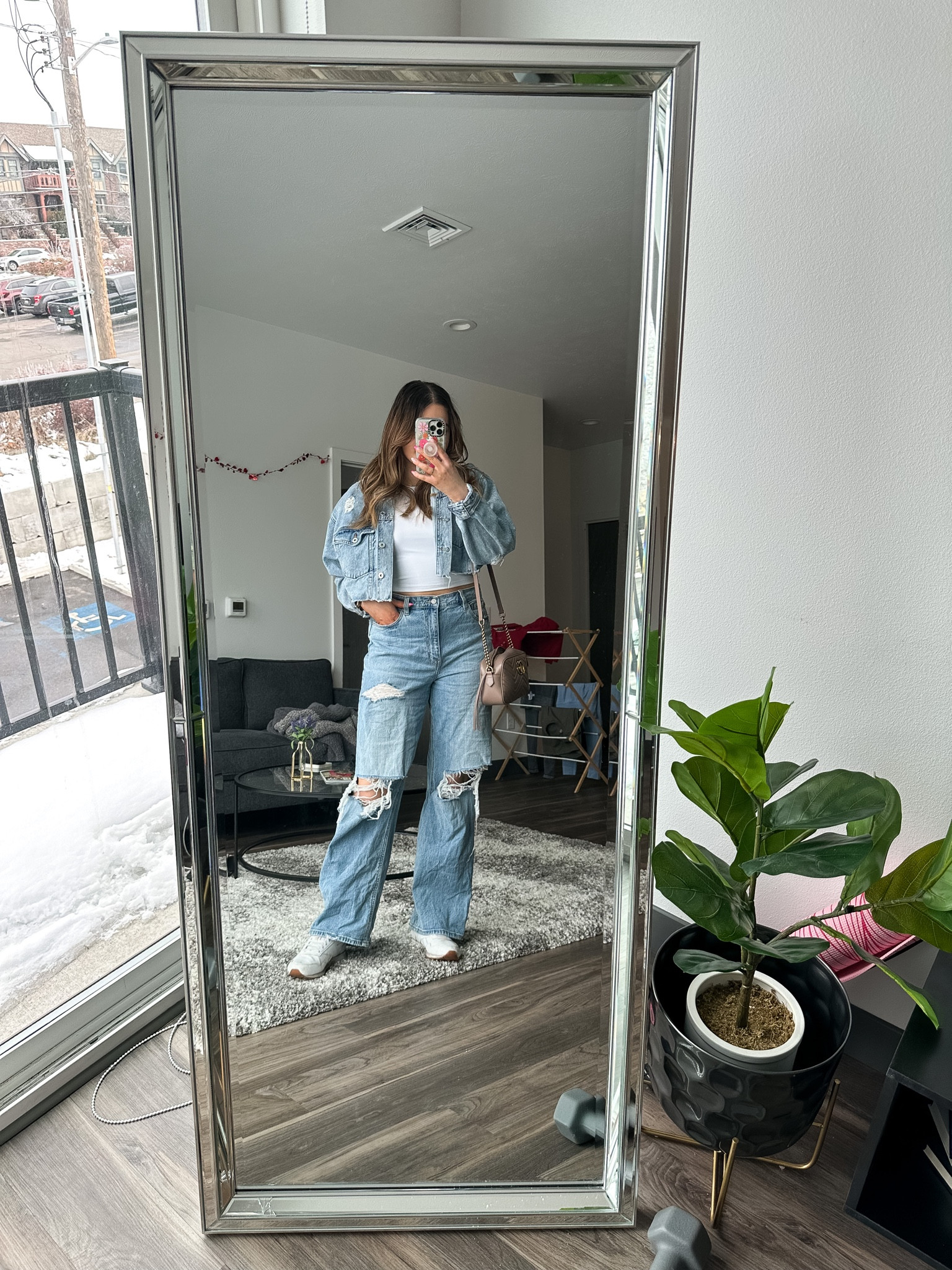 Denim on denim outfit idea! Featuring a cropped jean jacket and my favorite sleek sneakers 

I’m wearing a L jacket, M tank and size 9 sneakers 

#LTKunder100 #LTKstyletip #LTKSeasonal