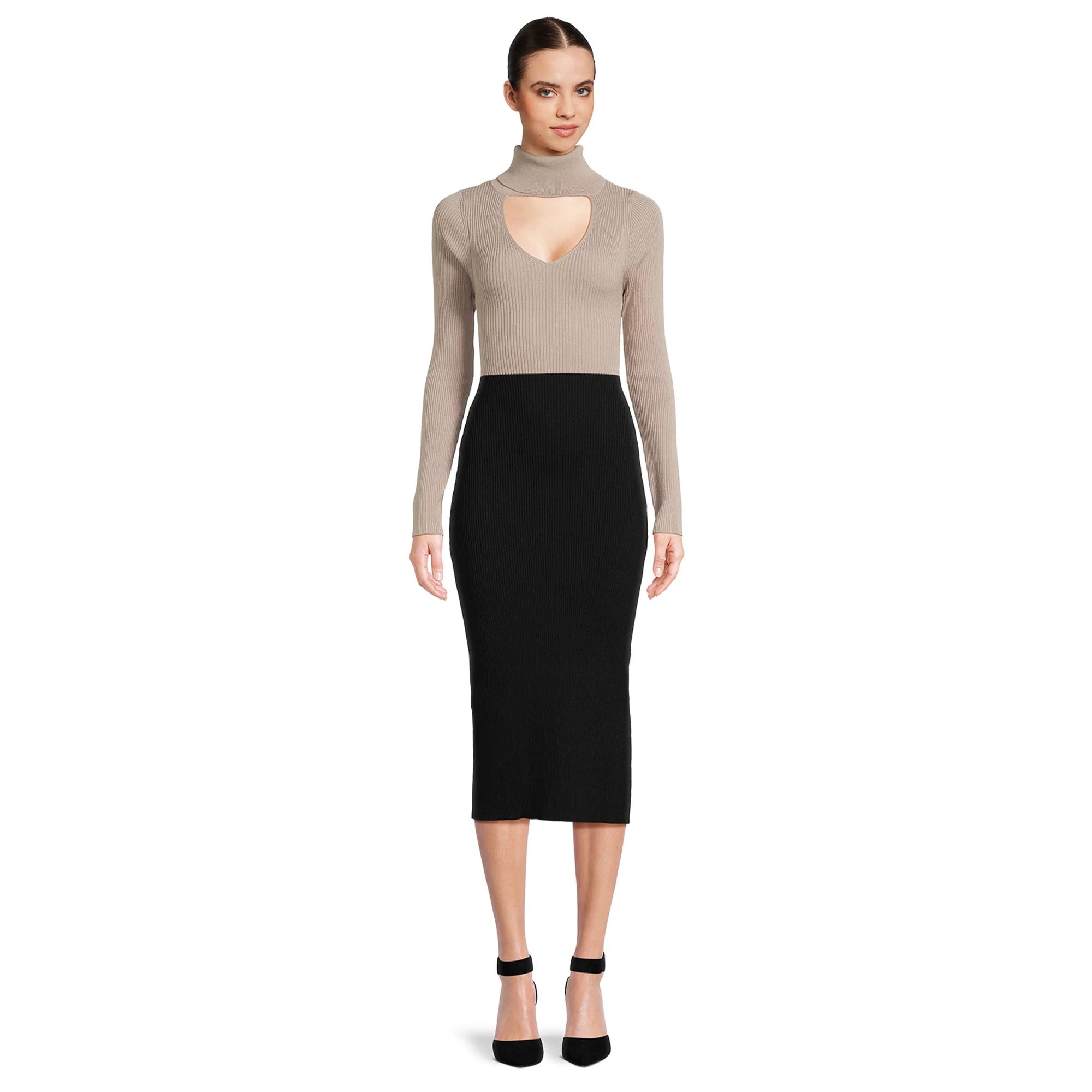 BCBG Paris Women’s Bodycon Sweater Dress with Cut Out, Sizes XS – XXL | Walmart (US)