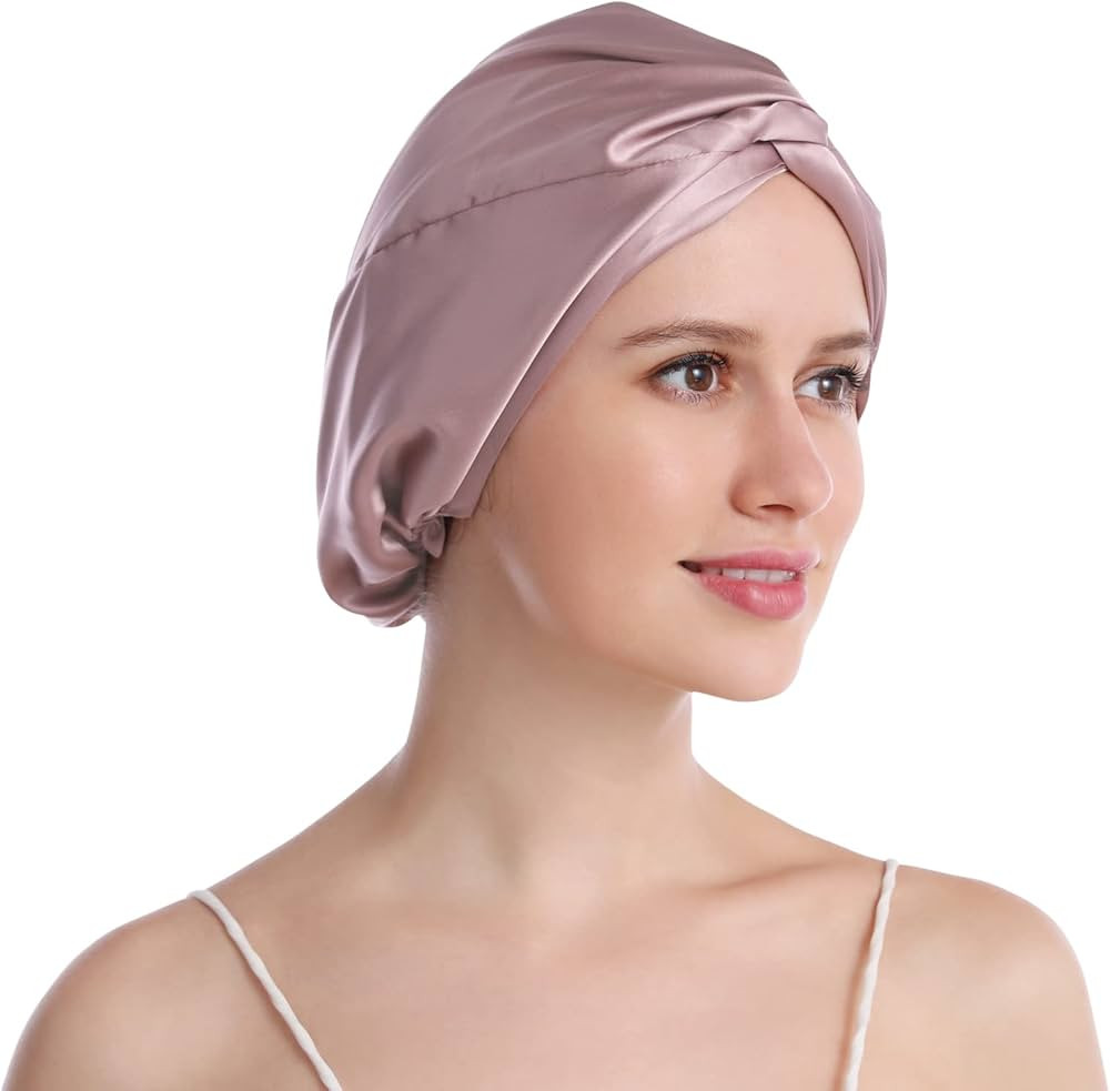 SOBONNY Silk Bonnet for Sleeping 100% Mulberry Silk Sleep Cap for Women Hair Care Night Cap Fixed... | Amazon (US)