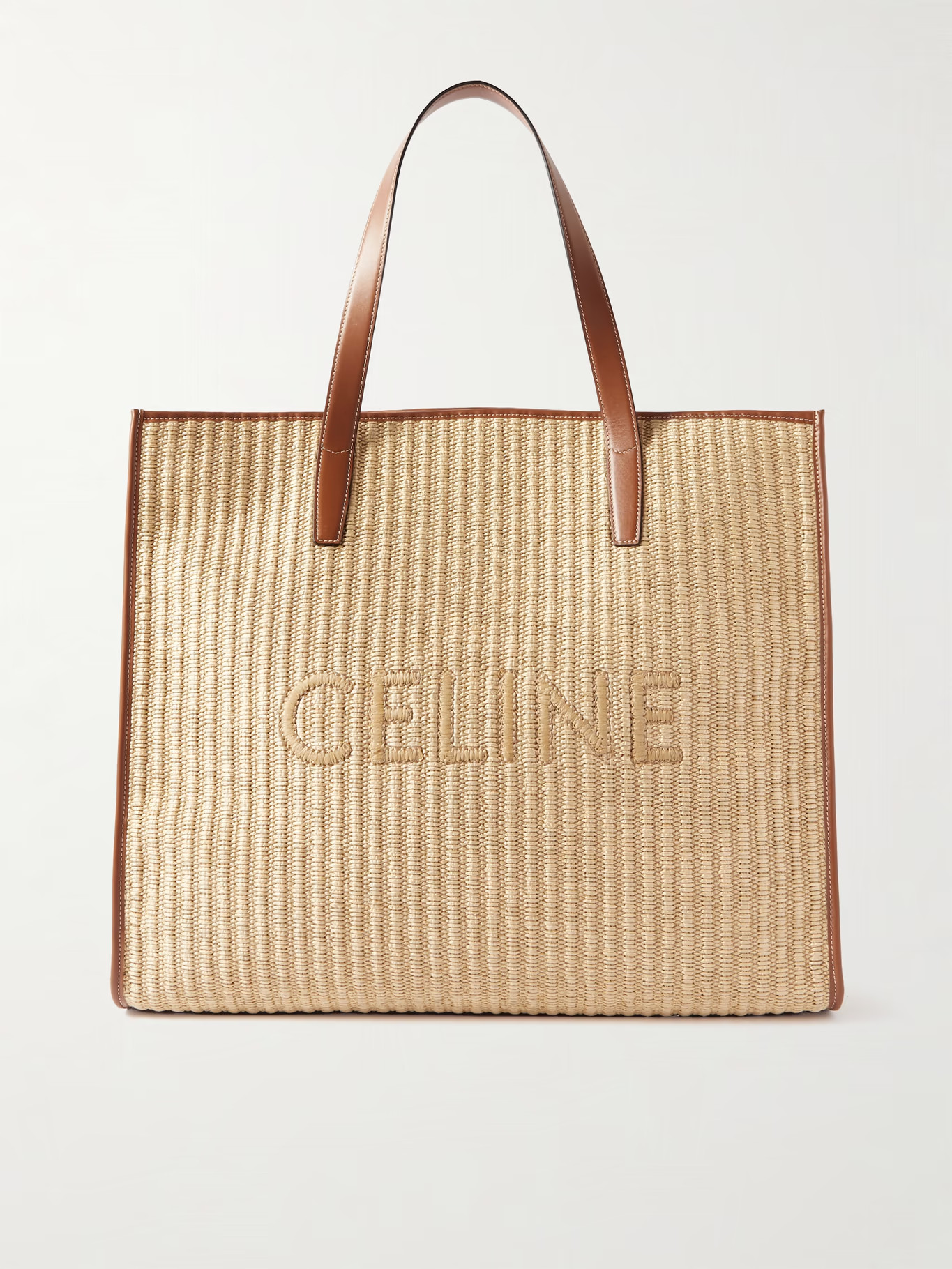 Logo-Embroidered Leather-Trimmed Raffia Tote Bag | Mr Porter (UK)