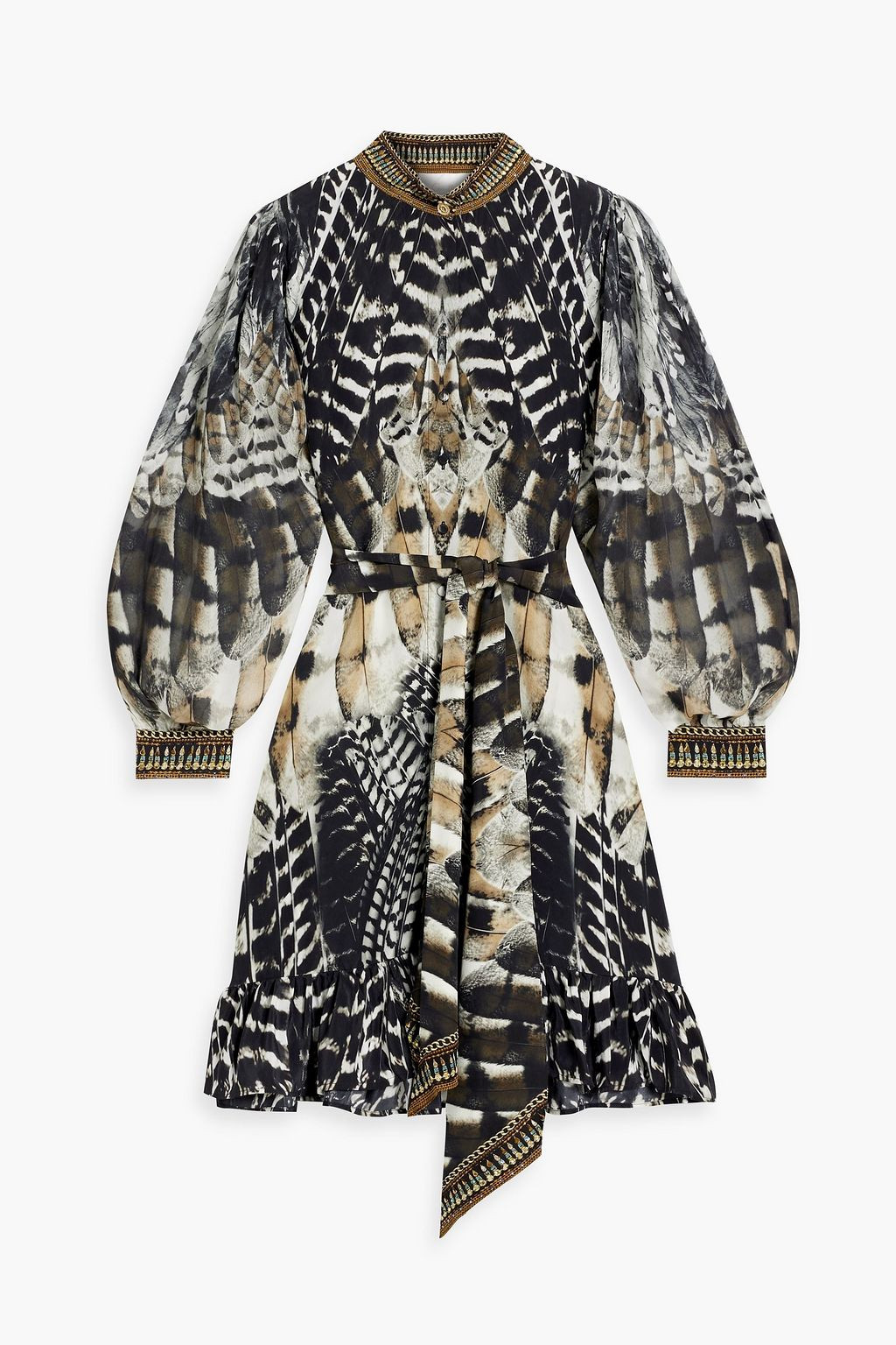 Crystal-embellished printed silk crepe de chine and chiffon mini dress | The Outnet (US and CA)