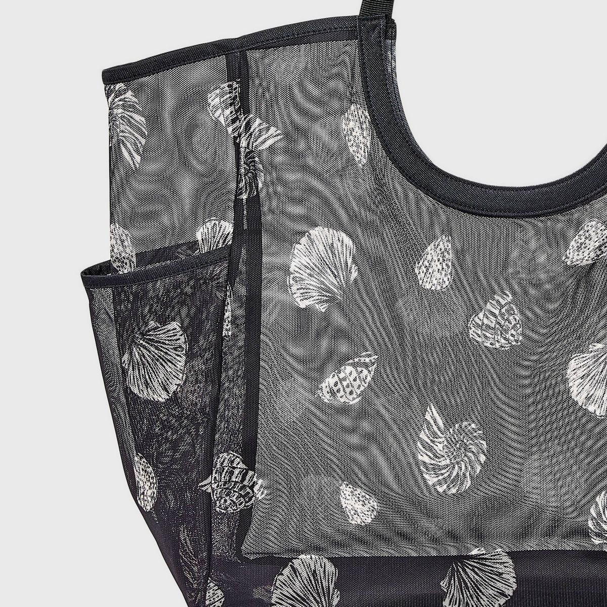 Packable Cut Out Mesh Tote SeaShell Handbag - Shade & Shore\u2122 Black/White | Target