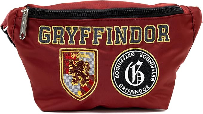 The Wizarding World of Harry Potter Bag, Fanny Pack Gryffindor Patches Embroidered Burgundy, Canv... | Amazon (US)