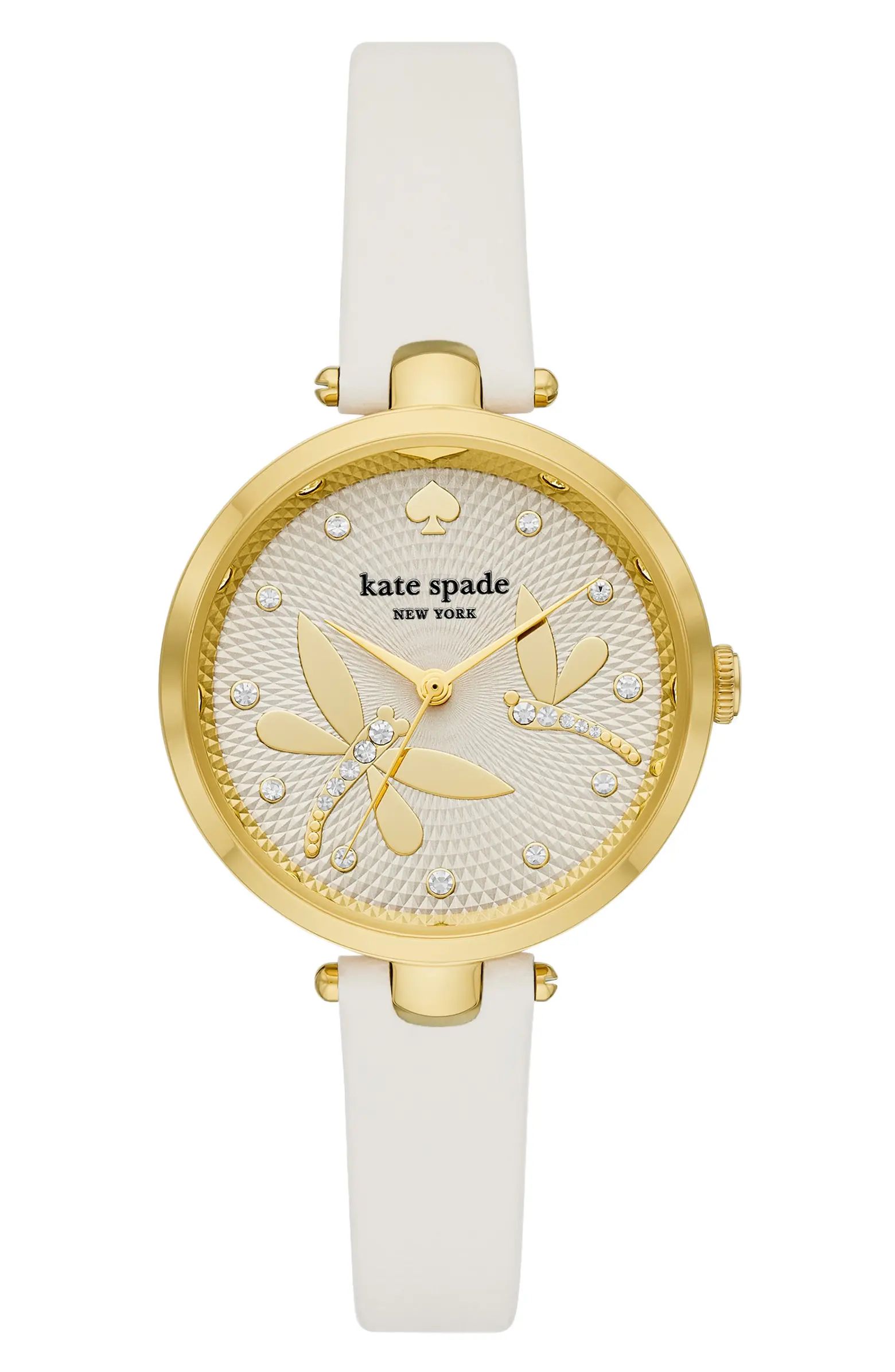 holland dragonfly leather strap watch, 34mm | Nordstrom
