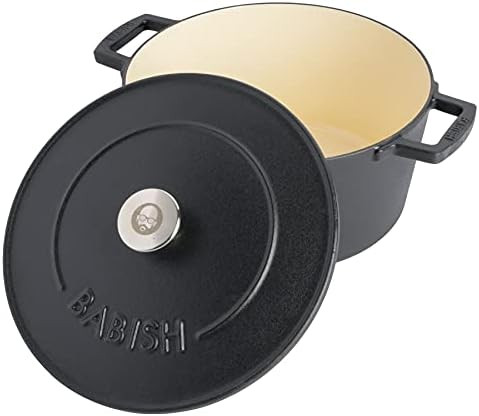 Babish 6-Quart Round Enameled Cast Iron Dutch Oven with Lid – Matte Black, Heavy-Duty Dutch Ove... | Amazon (US)