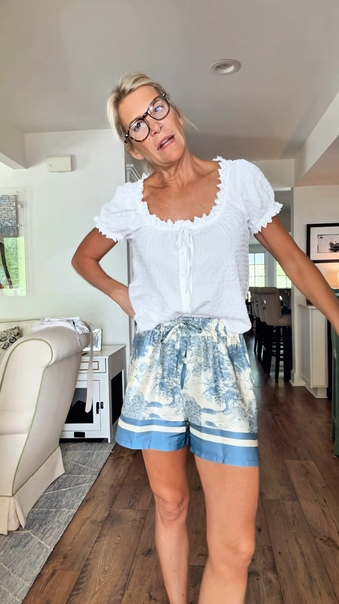 Mixing cotton and silk fabrics works for me!  Loving this little peasant top as well as theses silk shorts 💙

#LTKootd #LTKOver40 #LTKSaleAlert