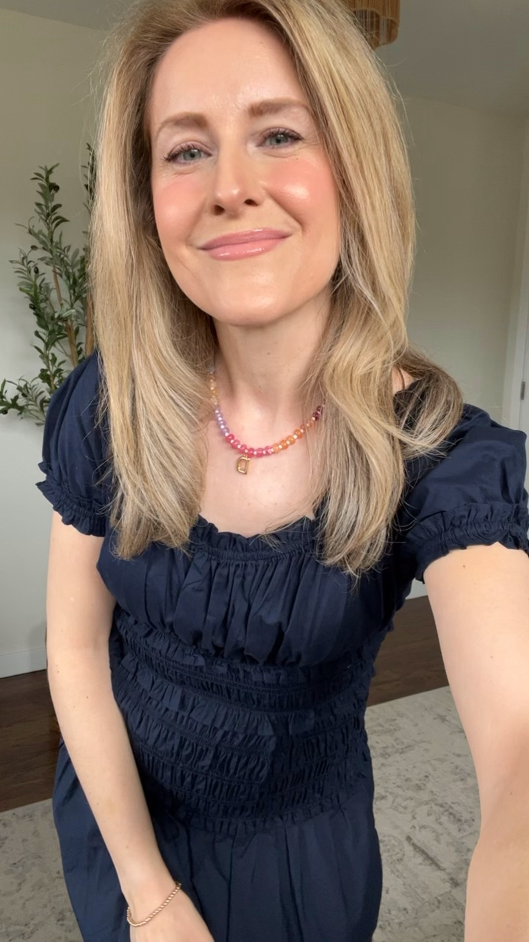 Walmart cotton smocked peasant dress, comes in six colorways including prints. Fits tts, I’m in a small. #walmartfashion Easter dress spring break 