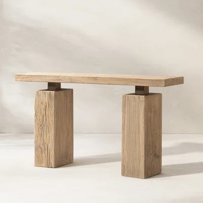 Iseline 60" Solid Reclaimed Elm Plinth Console Table | Wayfair North America
