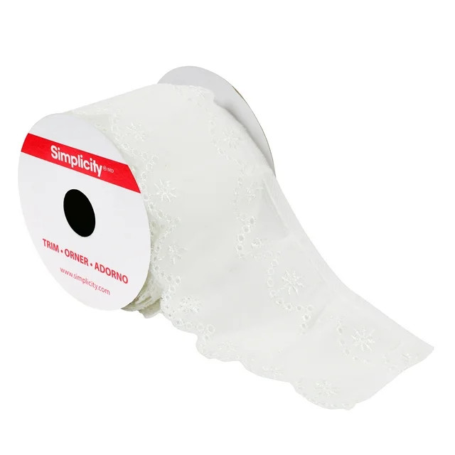 Simplicity Trim, White 2 3/4 inch Eyelet Trim Great for Apparel, Home Decorating, and Crafts, 3 Y... | Walmart (US)