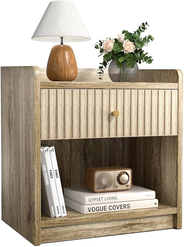 Nidouillet bedside table with drawers and storage, 18inches Side table for bedroom, living room, ... | Amazon (UK)