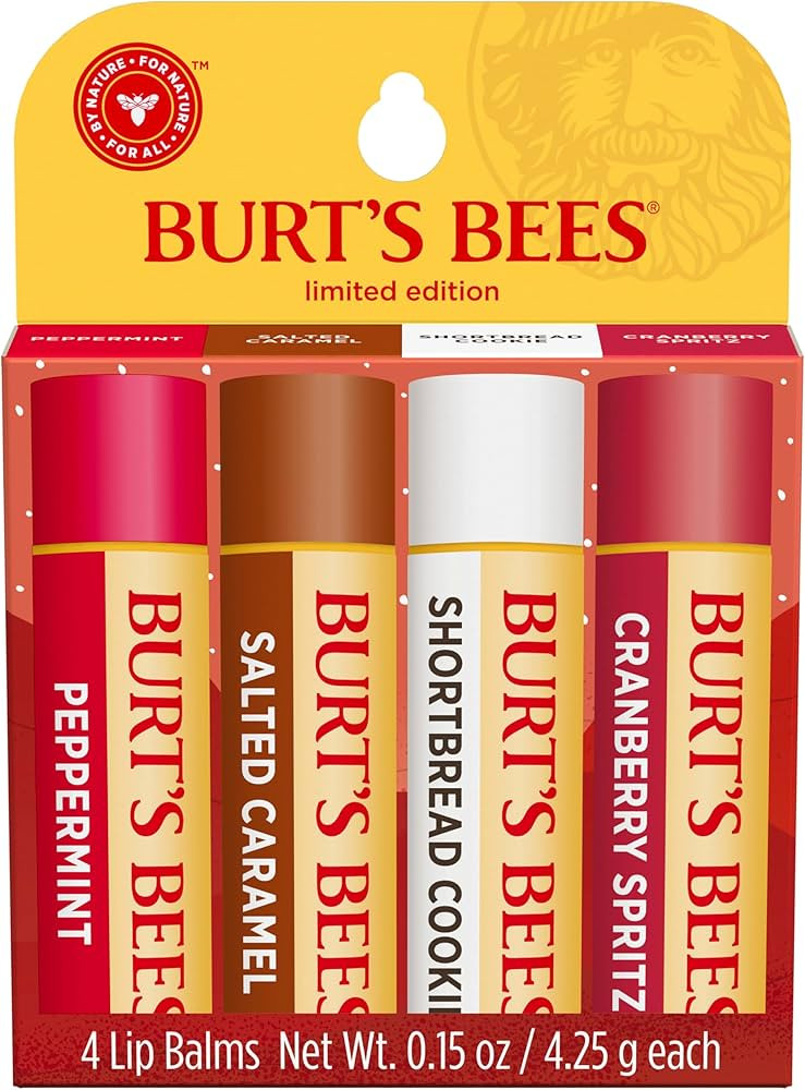 Burt's Bees Christmas Gifts, 4 Lip Balms Stocking Stuffers Products, Festive Fix Set - Peppermint... | Amazon (US)