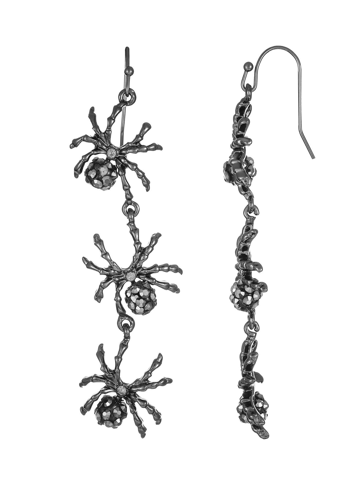 Way to Celebrate Halloween Linear Spider Earrings, Black, 1 Pair, Female | Walmart (US)