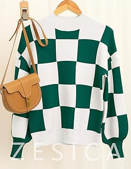 ZESICA Women's Fall Fashion Turtleneck Long Sleeve Striped Ribbed Knit Loose Pullover Sweater Top... | Amazon (US)