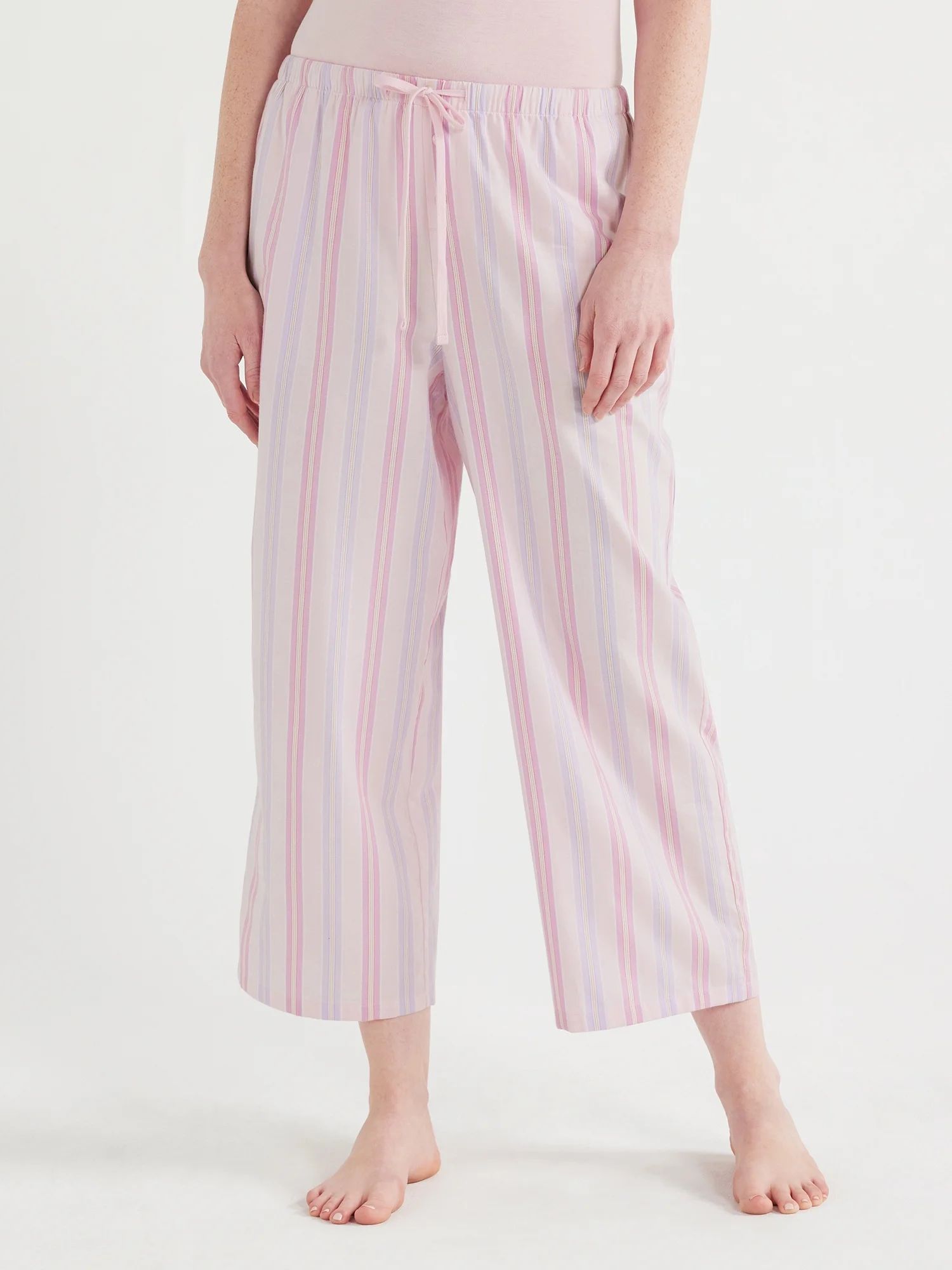 Joyspun Women's Cropped Woven Pajama Pants, Sizes XS to 3X | Walmart (US)