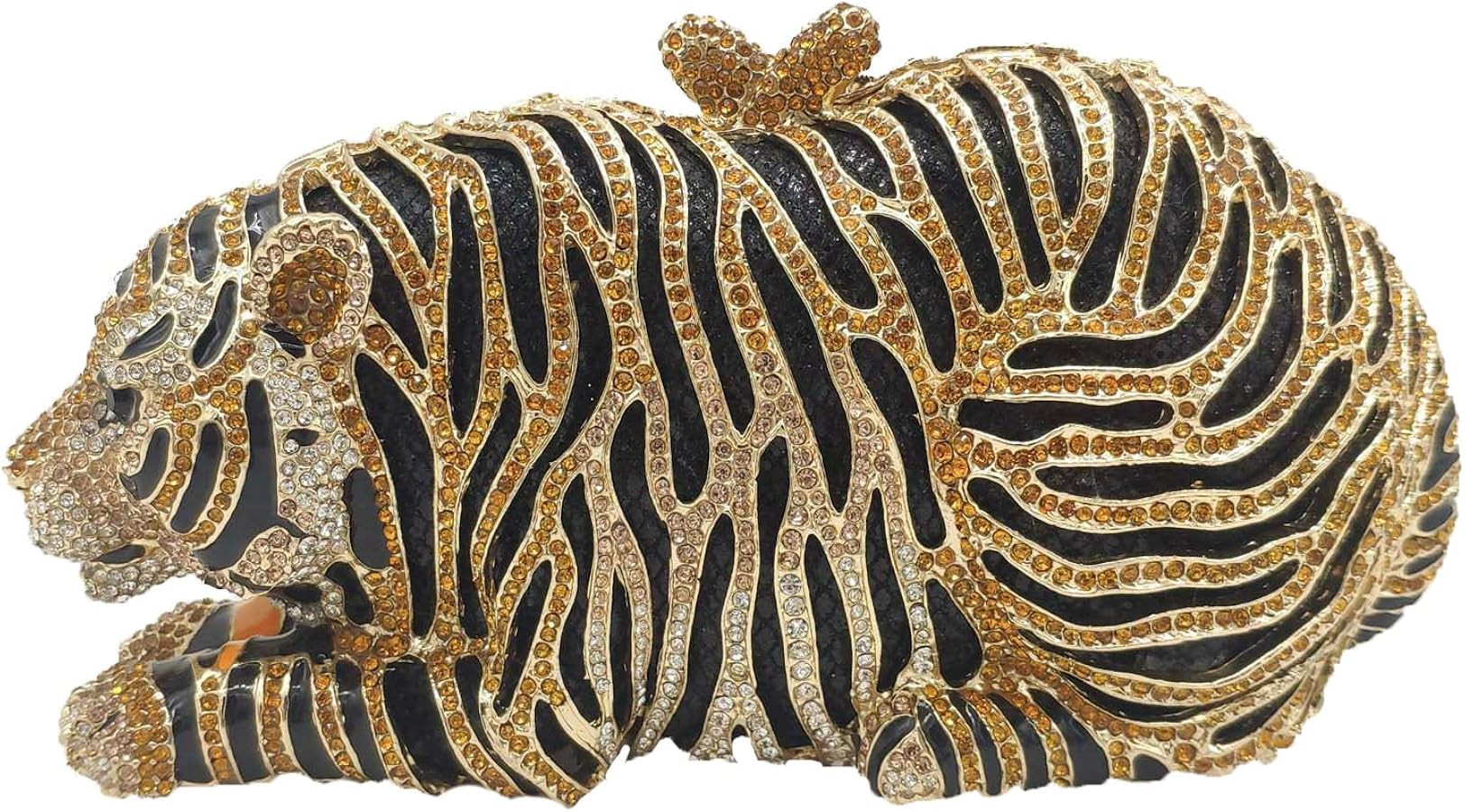 Boutique De FGG Tiger Rhinestone Clutch Purse for Women Formal Evening Bag Sparkly Bridal Wedding... | Amazon (US)