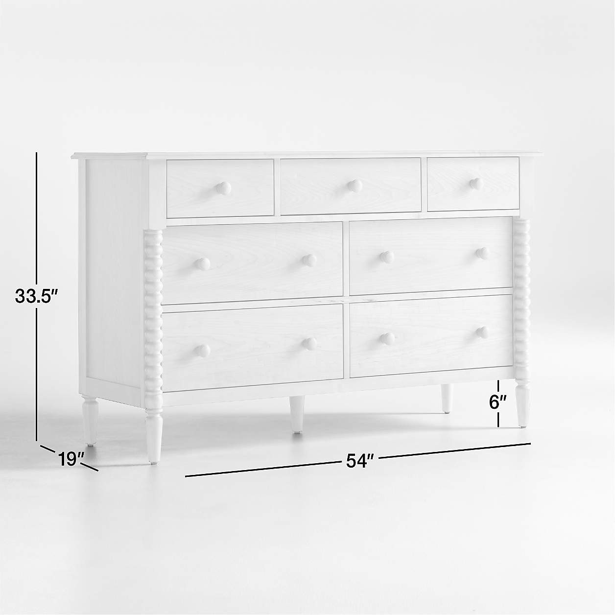 Jenny Lind 54" Deep Brown Wood Wide 7-Drawer Kids Dresser + Reviews | Crate & Kids | Crate & Barrel