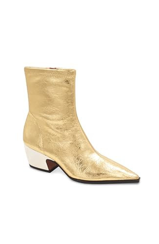 BCBGMaxazria SERIBA stretch leather bootie, Gold | Amazon (US)
