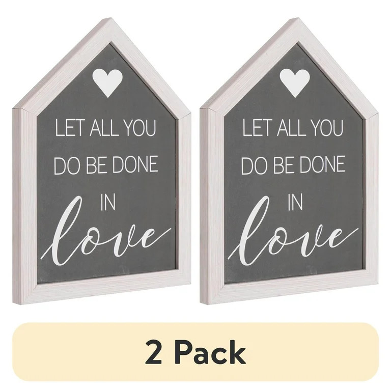 (2 pack) Crystal Art Gallery Be Done in Love Typographic House-Shaped Framed Wall Plaque Art - 8"... | Walmart (US)