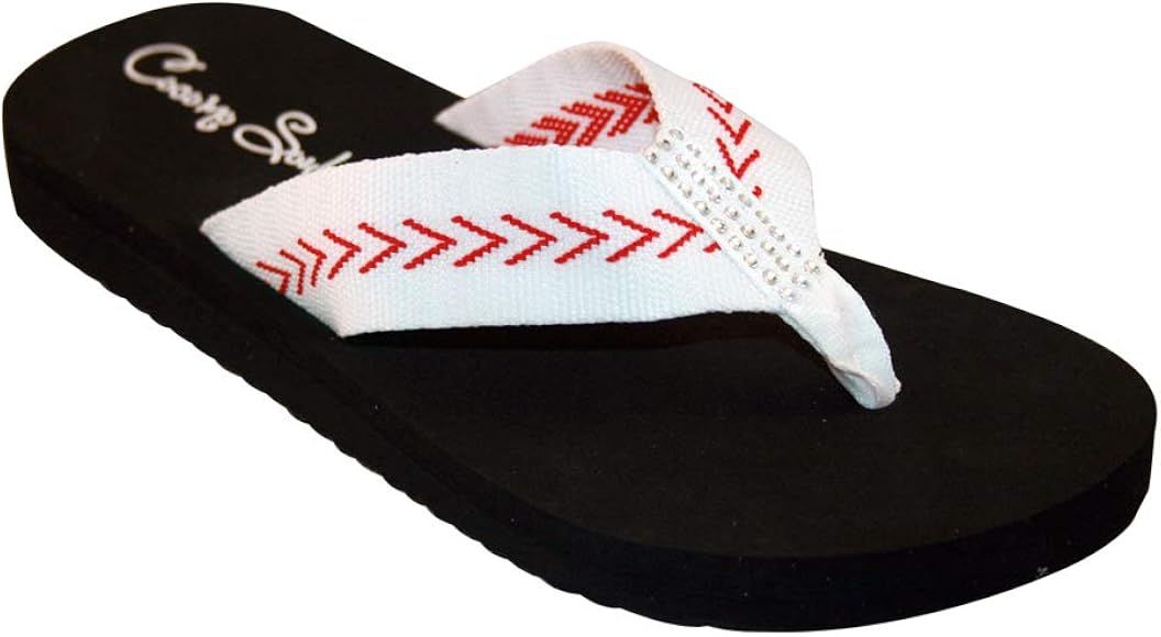 Cocomo Soul Baseball Fabric Canvas Flip Flops Baseball Mom Flip Flops Baseball Sandals Baseball F... | Amazon (US)