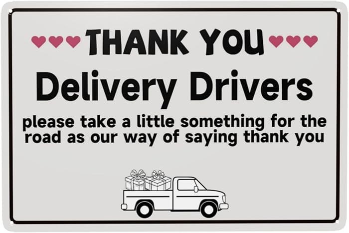 Home Front Door Wall Decor Tin Sign 8 x 12 Inch Thank You Delivery Driver Sign for Offices Restau... | Amazon (US)