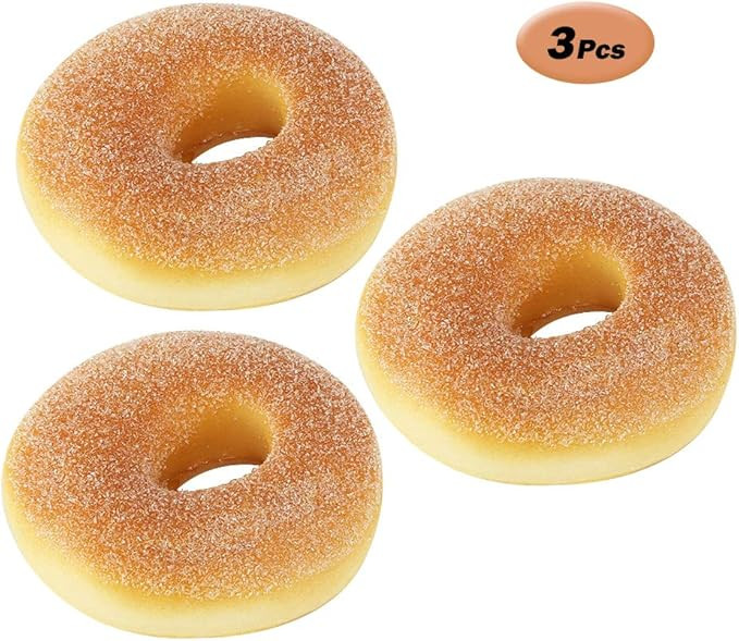 Rgontar 3 Pcs Artificial PU Fake Doughnut Food Bread Decoration Model Kitchen Prop, 3 x 3 inches | Amazon (US)