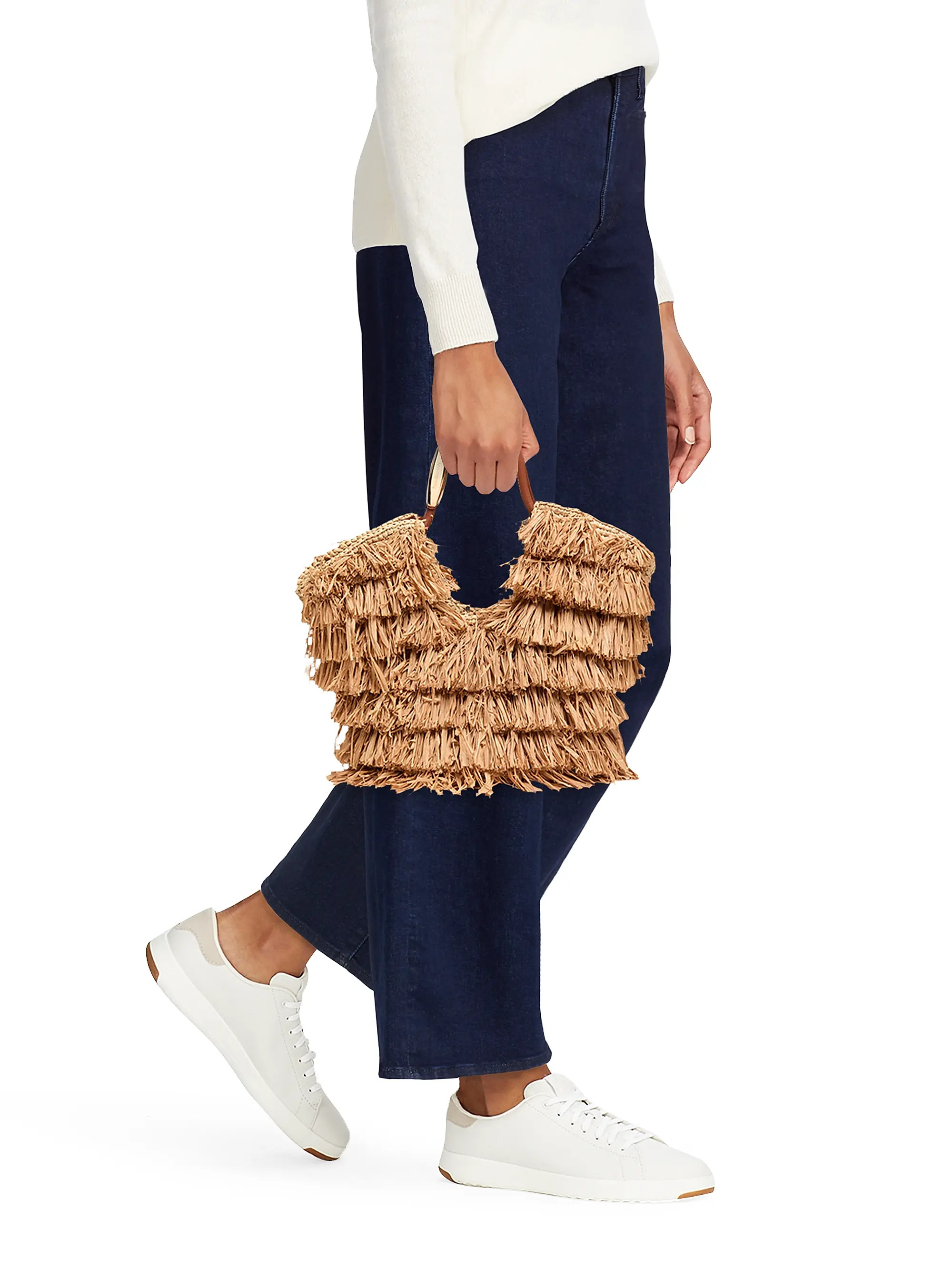 Zimmermann Small Goldentime Fringed Raffia Tote Bag | Saks Fifth Avenue | Saks Fifth Avenue