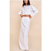 White Drawstring Maxi Skirt | PrettyLittleThing US