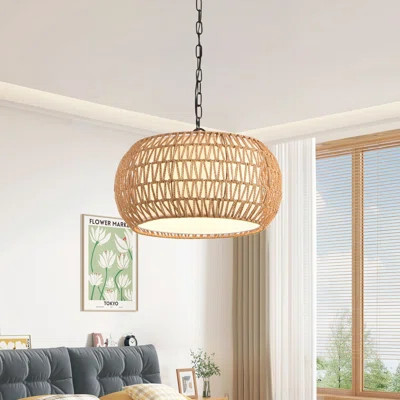 Woven Light Creative Chandeliers Decoration Chandelier Pendant Light Wicker Light with Fixtures Bird Cage Shade for Dinging Room | Wayfair North America