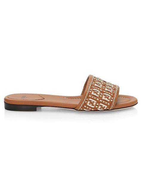 Rafia Logo Slide Sandals | Saks Fifth Avenue
