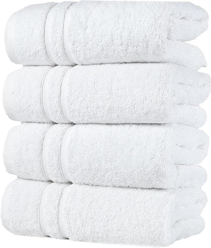 Hawmam Linen White Hand Towels 4-Pack -16 x 29 Turkish Cotton Premium Quality Soft and Absorbent ... | Amazon (US)