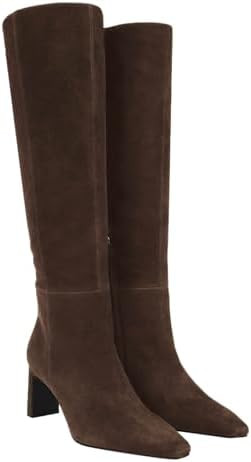 Coutgo Womens Knee High Boots Closed Pointed Toe Chunky Heel Tall Boots Side Zipper Fall Dress Bo... | Amazon (US)