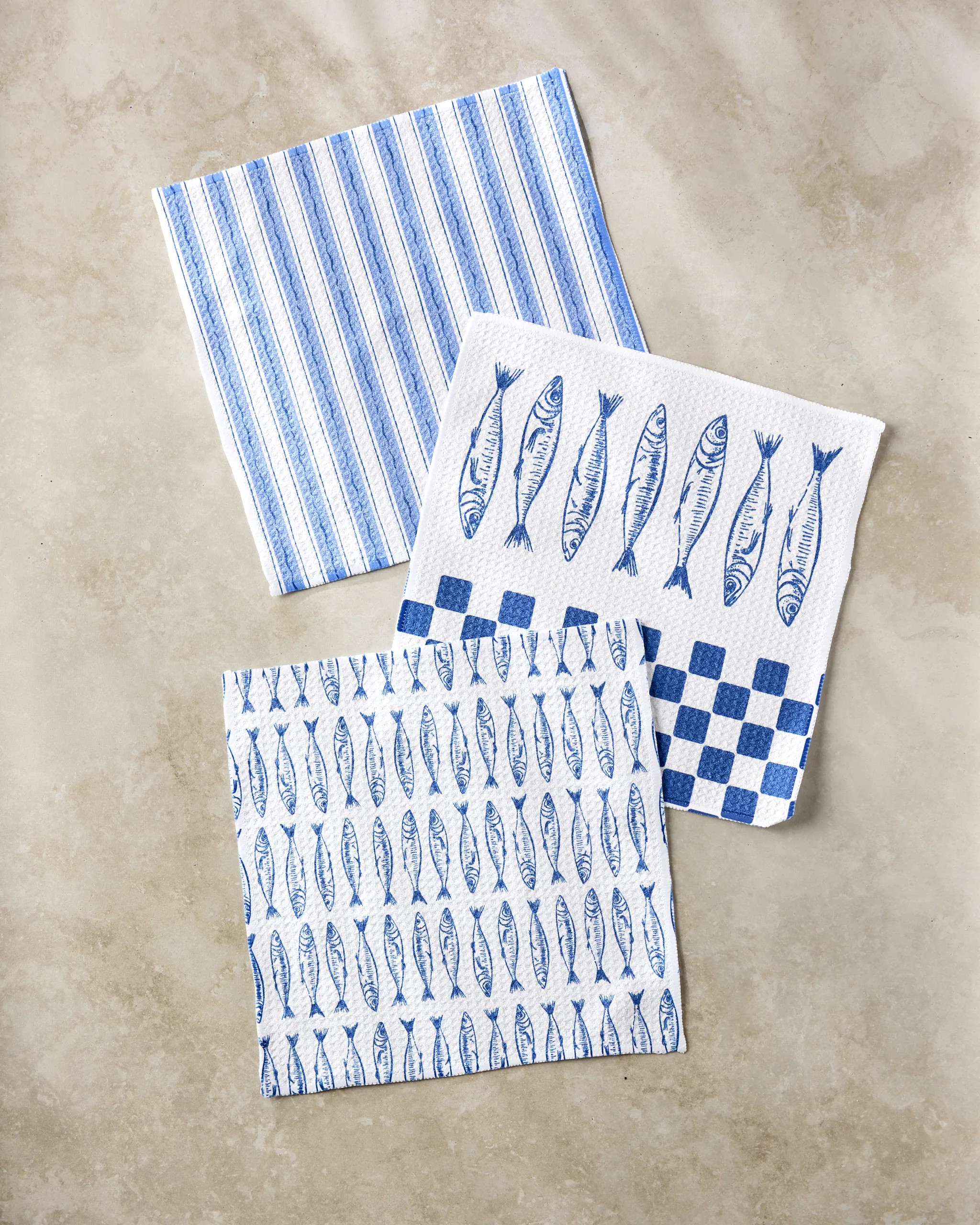 Sardine Check Blue Dishcloth Set | Geometry | Geometry