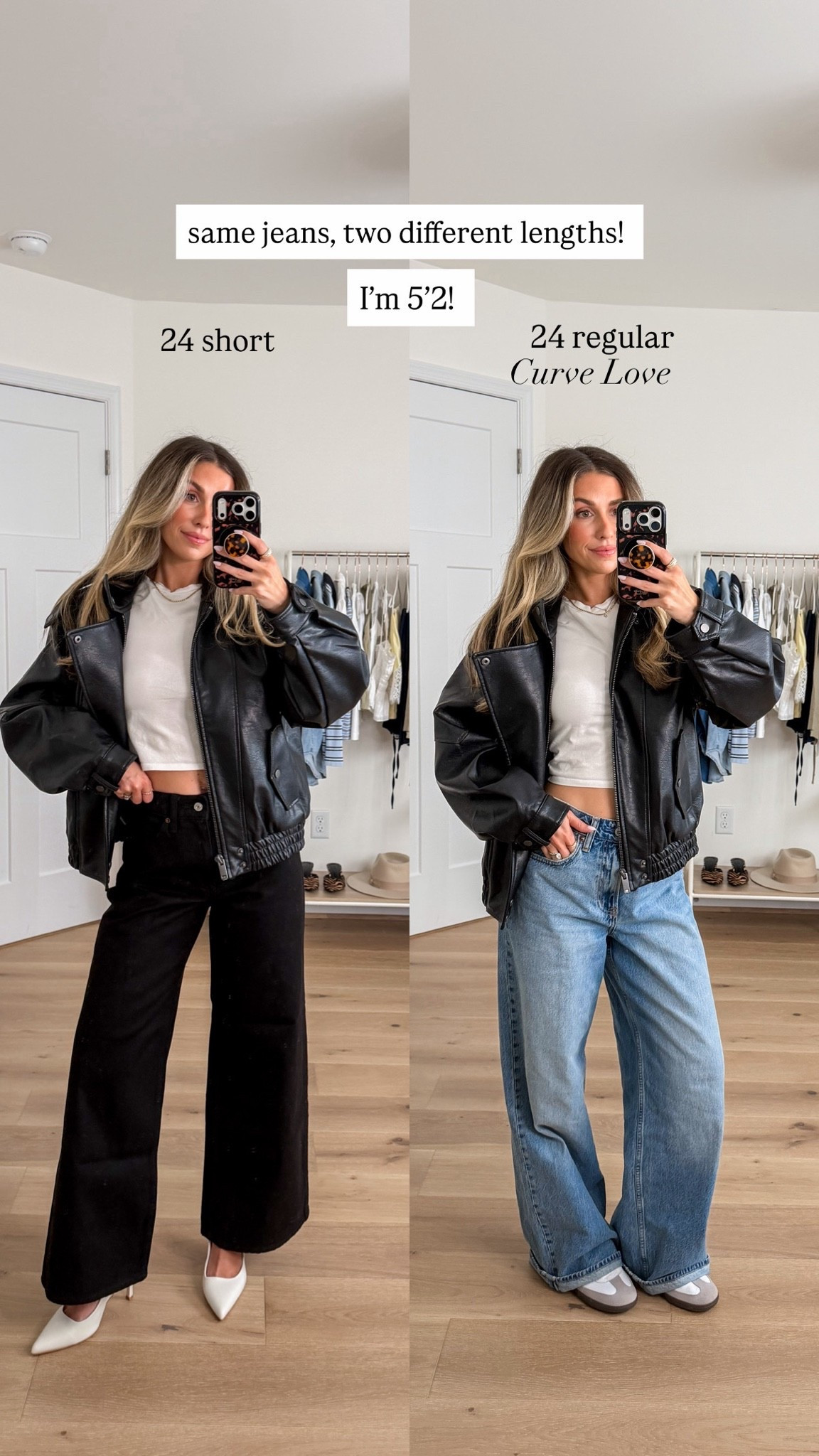 Same jeans, two different lengths, and two completely different looks! Both are on sale!!!