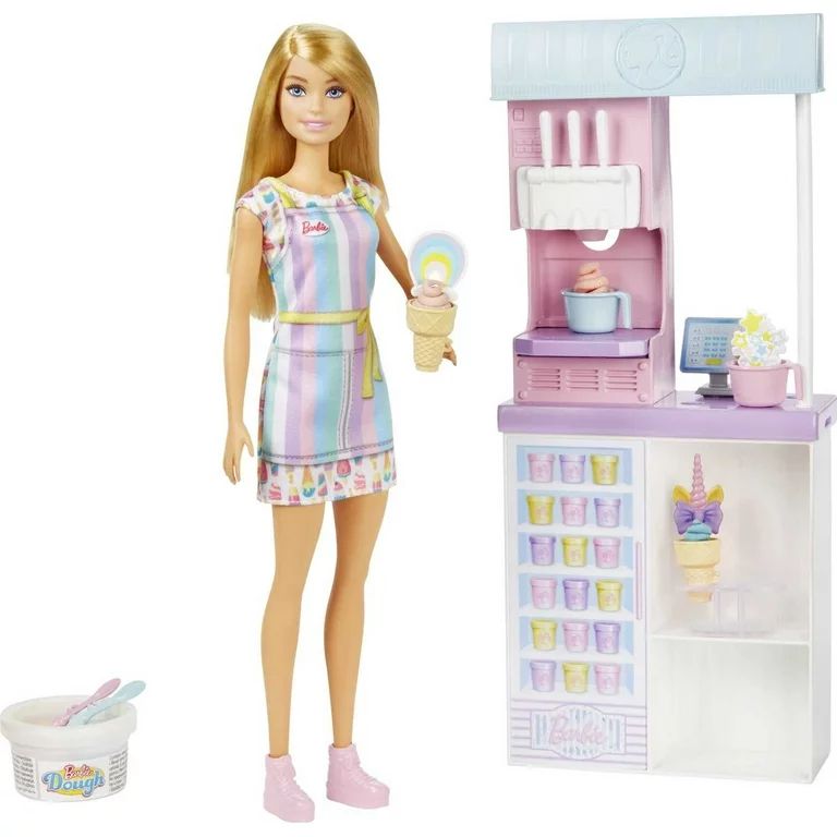Barbie Ice Cream Shop Playset with Blonde Doll, Ice Cream Machine, Molds, Dough & Accessories | Walmart (US)