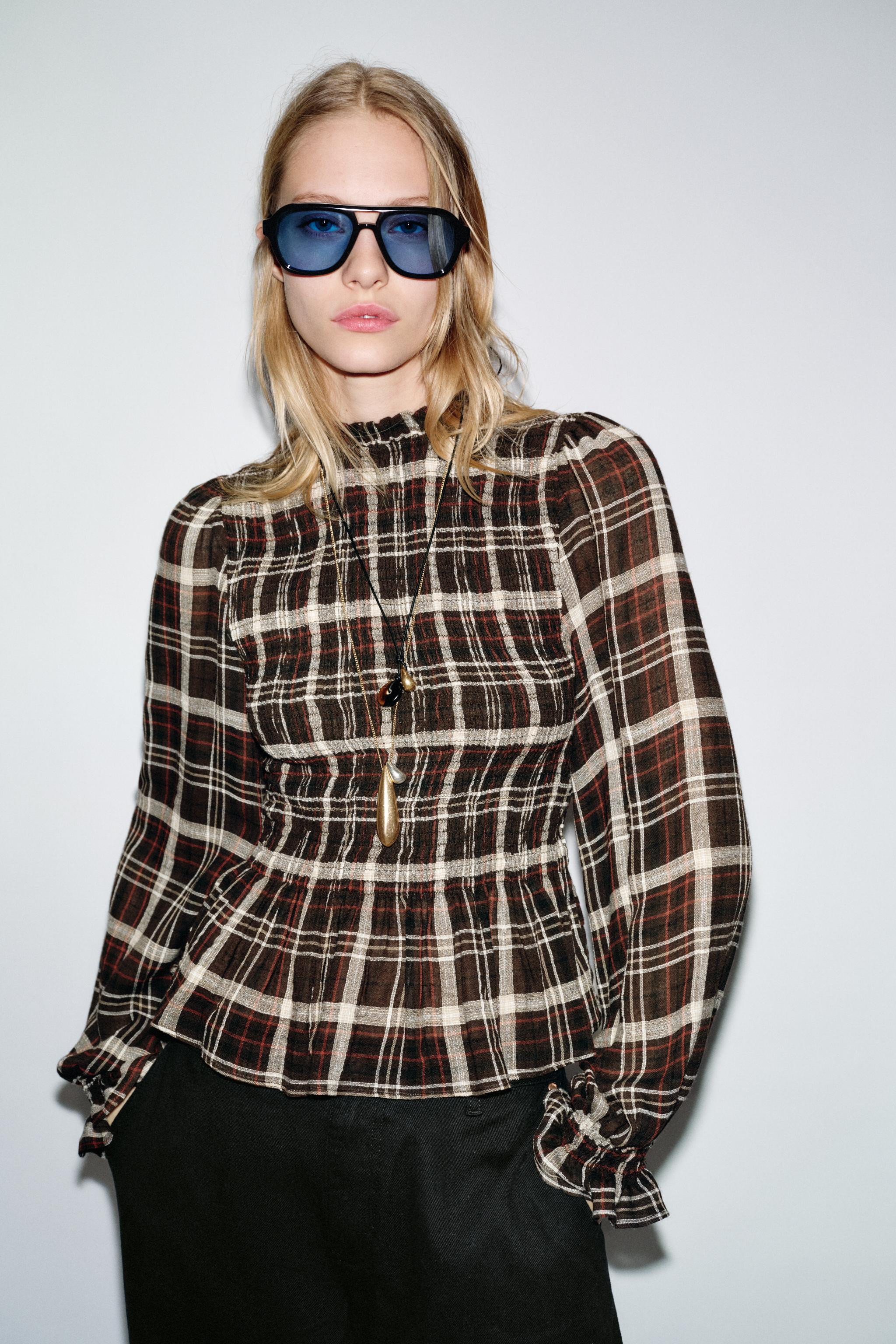 CHECK SMOCKED SHIRT | Zara UK