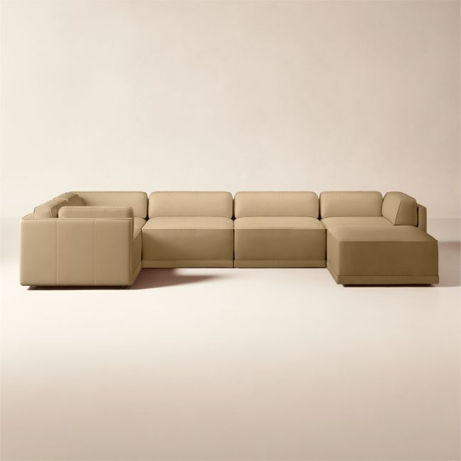 Oriole 6-Piece U-Shaped Leather Modular Sectional Sofa | CB2