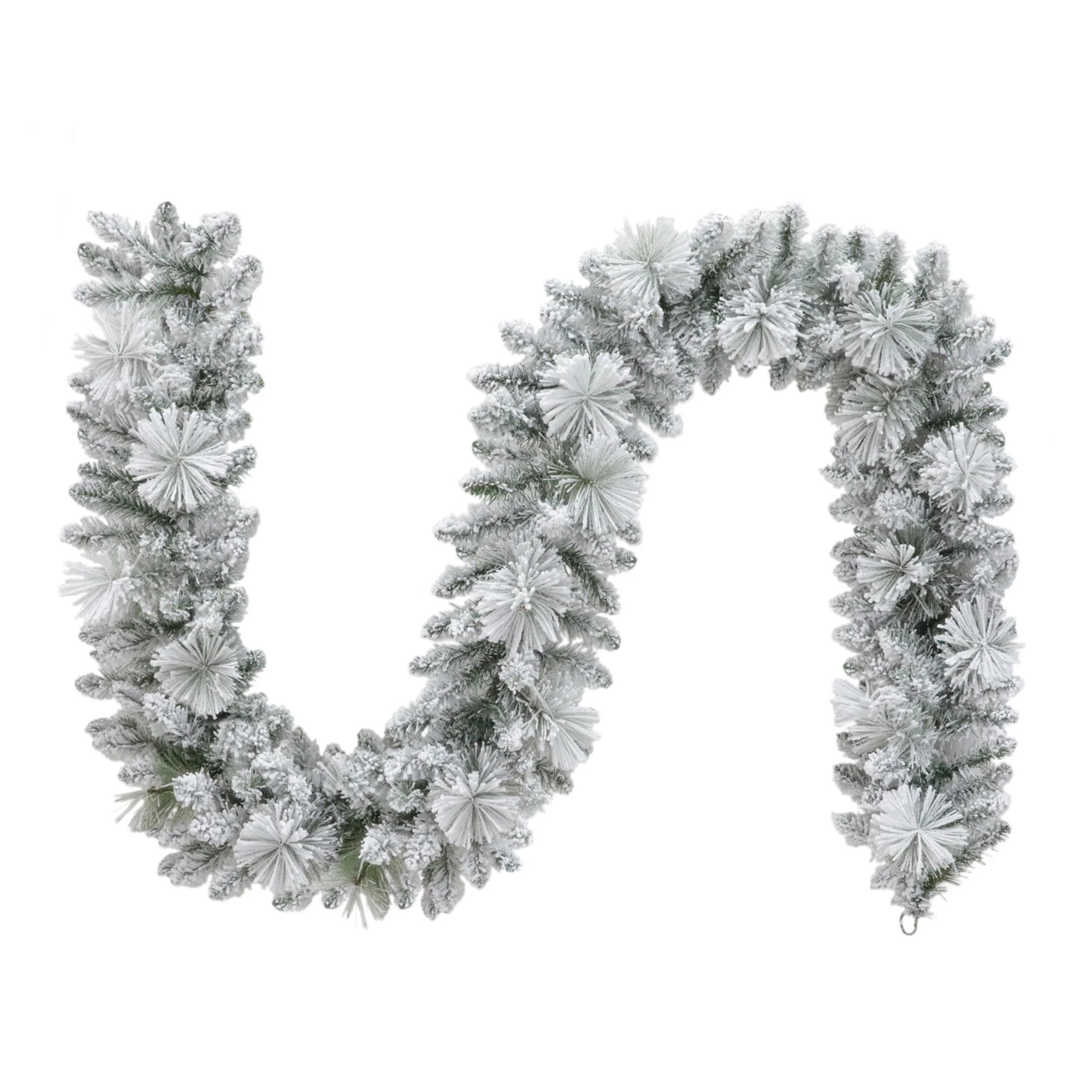 Unlit Winter Frost Flocked Artificial Christmas Garland, Green, 9', by Holiday Time | Walmart (US)