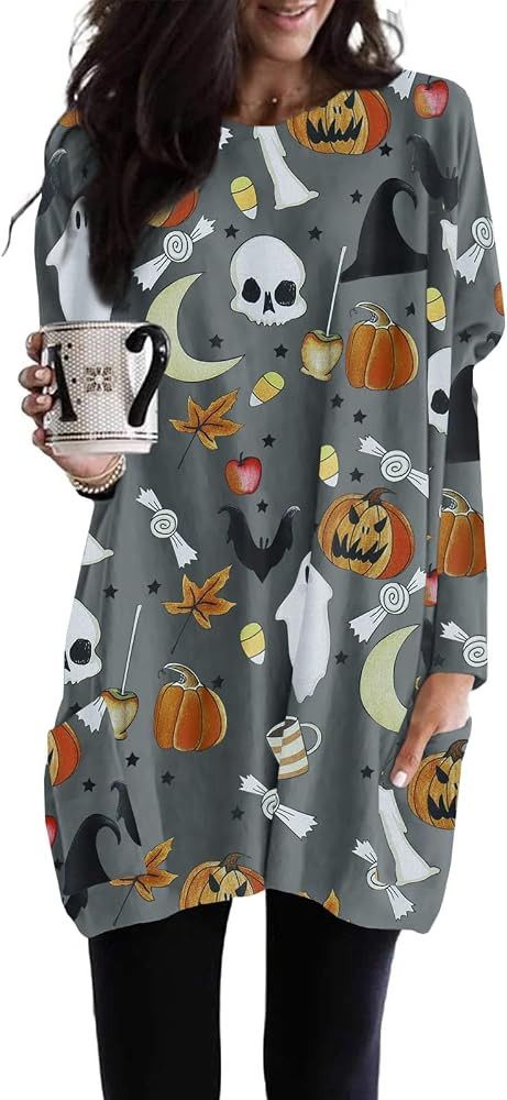 GLIGLITTR Womens Halloween Crewneck Sweatshirts Pumpkin Long Sleeve Pullover Tops Vintage Oversiz... | Amazon (US)