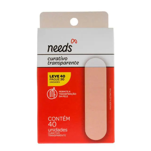 Curativo Transparente Needs Leve 40 Pague 30 unidades | DrogaRaia (BR)