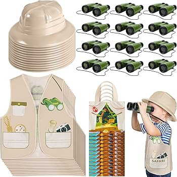 48 Pcs Kids Explorer Costume Set Include Plastic Explorer Hats Jungle Party Vest Safari Tote Bag ... | Amazon (US)