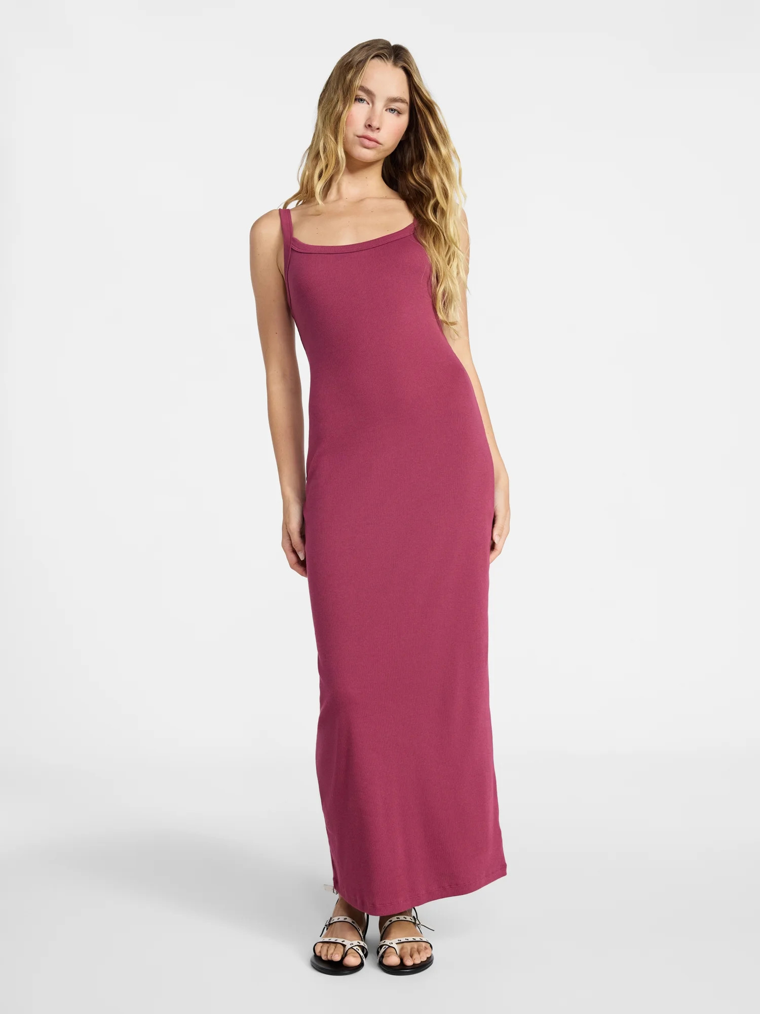 No Boundaries Long Scoop Neck Maxi Dress, Women’s | Walmart (US)